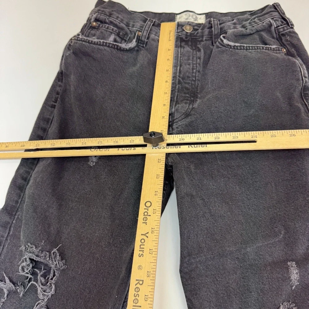 Free People Jeans Womens 29 Black Lasso Distressed Grunge Goth Punk Indie - Picture 9 of 10